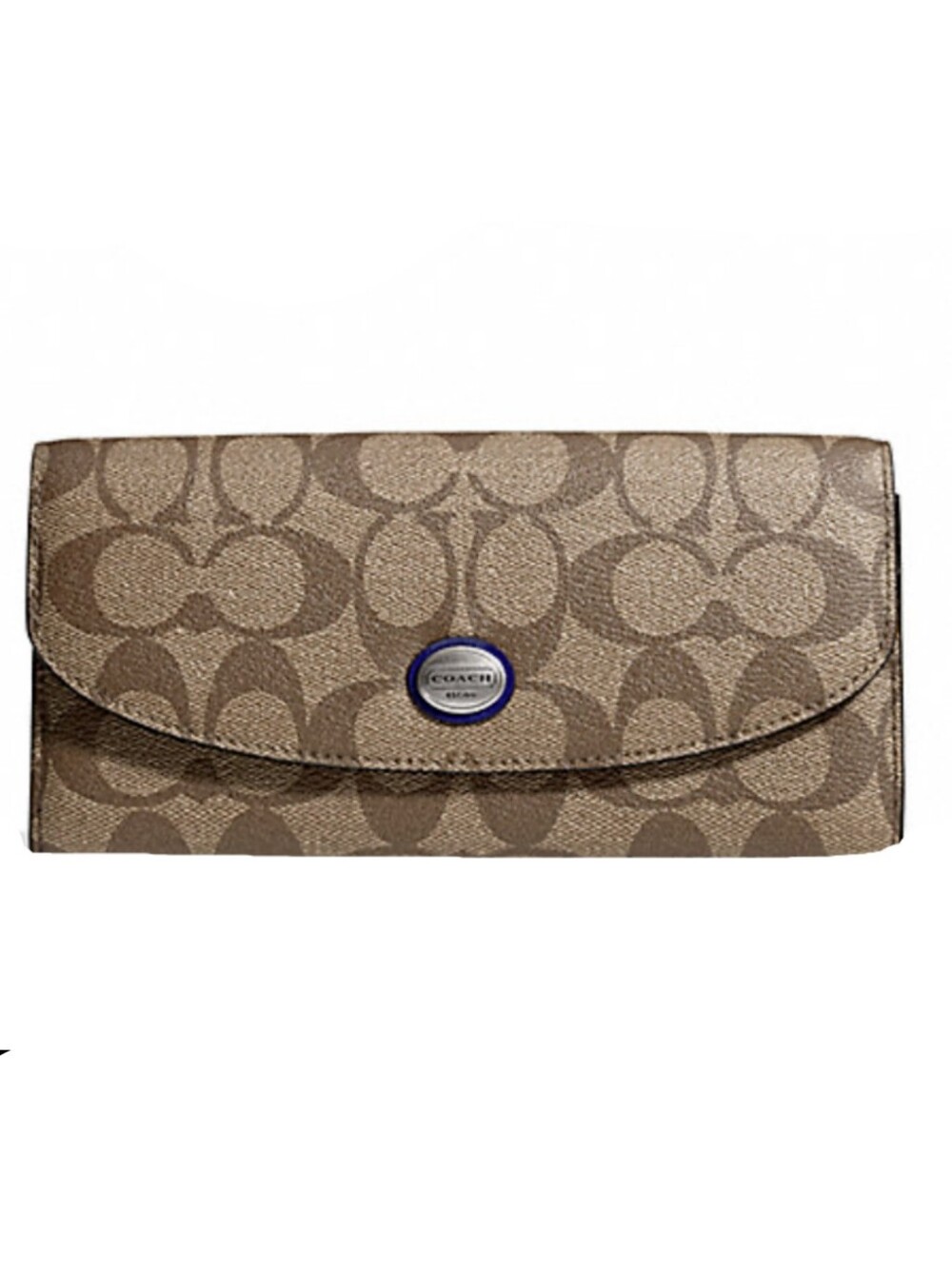 🛍️2/40$ Coach 49514 Peyton Signature Envelope Wallet With Pouch Khaki/Navy
